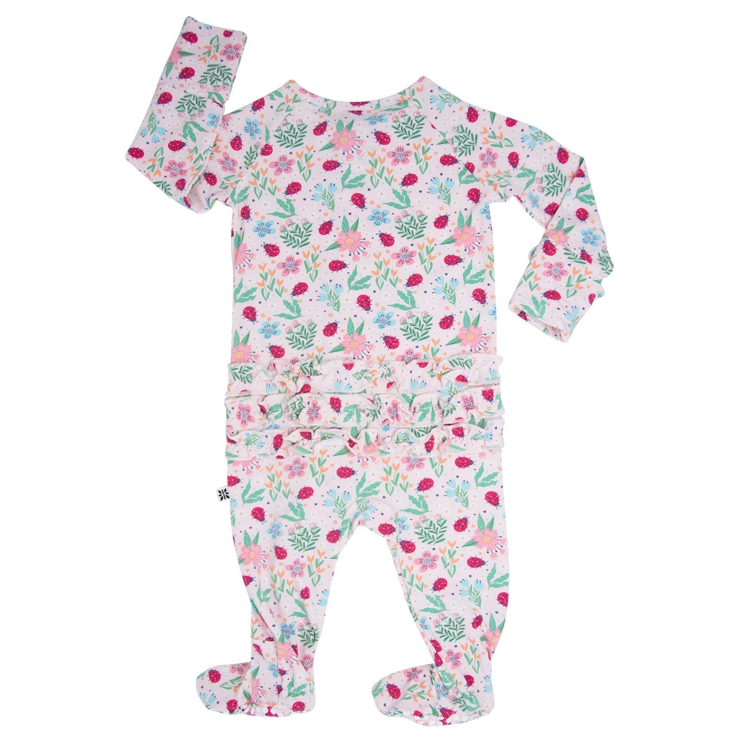 Ladybug Flower Garden Ruffle Baby Footie