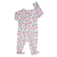 Ladybug Flower Garden Ruffle Baby Footie