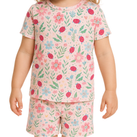 Ladybug Flower Garden Summer Pajama Set