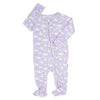 Lavender Rainbows and Clouds Ruffle Baby Footie