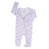 Lavender Rainbows and Clouds Ruffle Baby Footie
