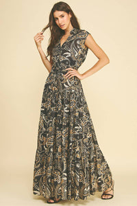 KAT - PAISLEY PRINT TIERED MAXI DRESS