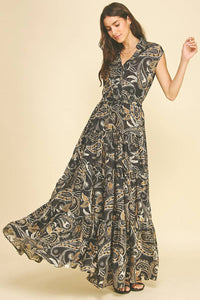 KAT - PAISLEY PRINT TIERED MAXI DRESS