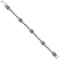 Brighton bracelet with silver-plated twisted chain and crystal-encrusted square stations with fold-over clasp