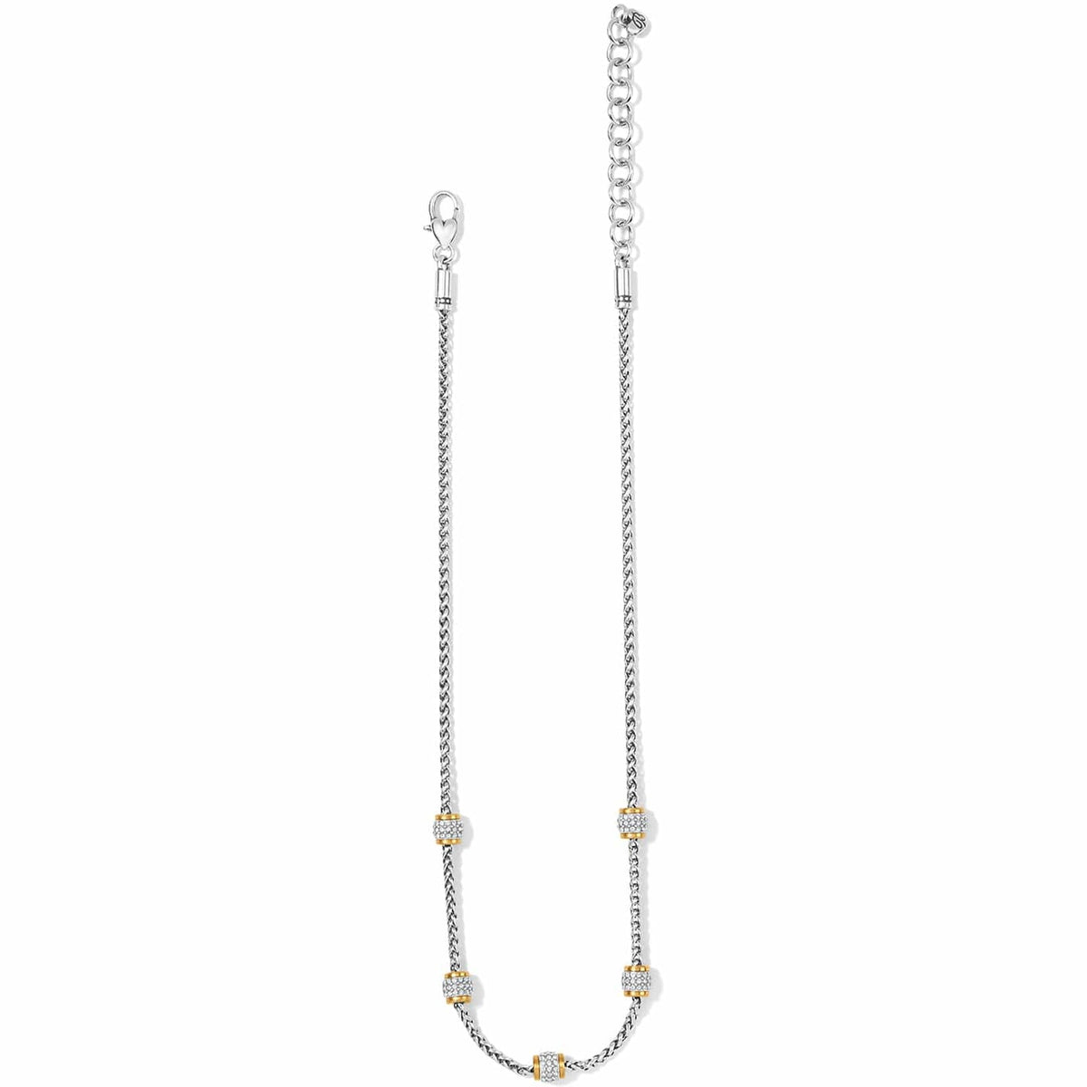 Meridian Petite Short Necklace two-tone chain with gold-accented crystal pave stations