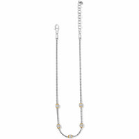 Meridian Petite Short Necklace two-tone chain with gold-accented crystal pave stations