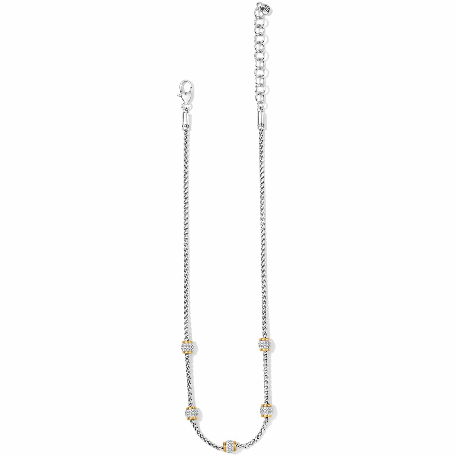 Meridian Petite Short Necklace two-tone chain with gold-accented crystal pave stations