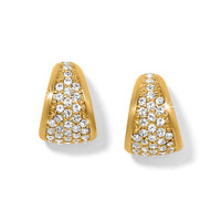 Brighton hoop earrings with gold-plated tapered design and pavé crystal accents on a white background