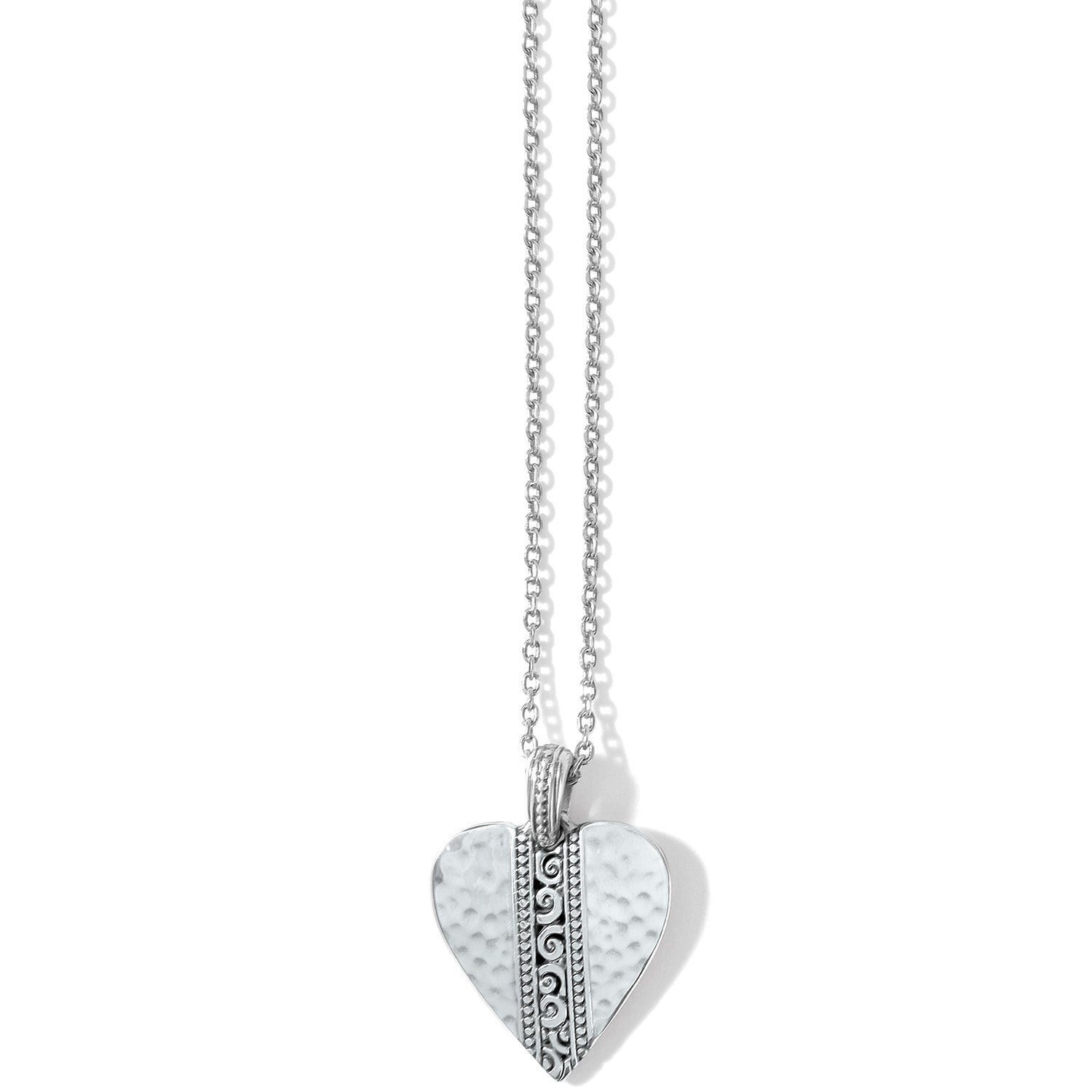 Mingle Adore Petite Heart Necklace hammered silver-plated heart pendant
