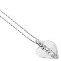 Mingle Adore Petite Heart Necklace hammered silver-plated finish with scrollwork detail