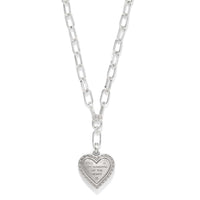 Mosaic Heart Two Tone Necklace pendant with engraved love message on back