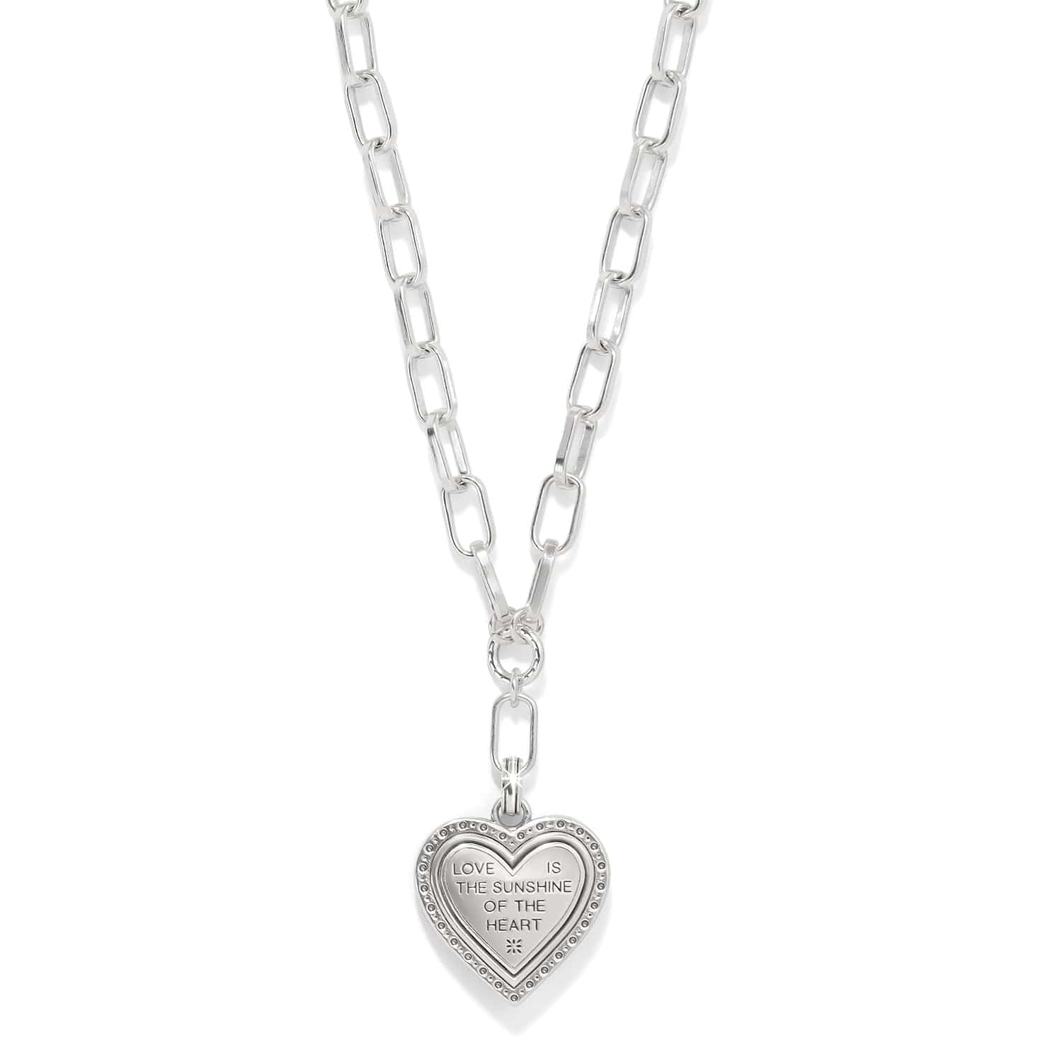 Mosaic Heart Two Tone Necklace pendant with engraved love message on back