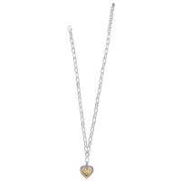 Mosaic Heart Two Tone Necklace gold center with crystal accents