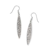 Mosaic Long French Wire Earrings in Silver, front view