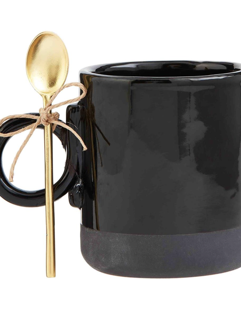 Black Stoneware Mug Set w/ Spoon