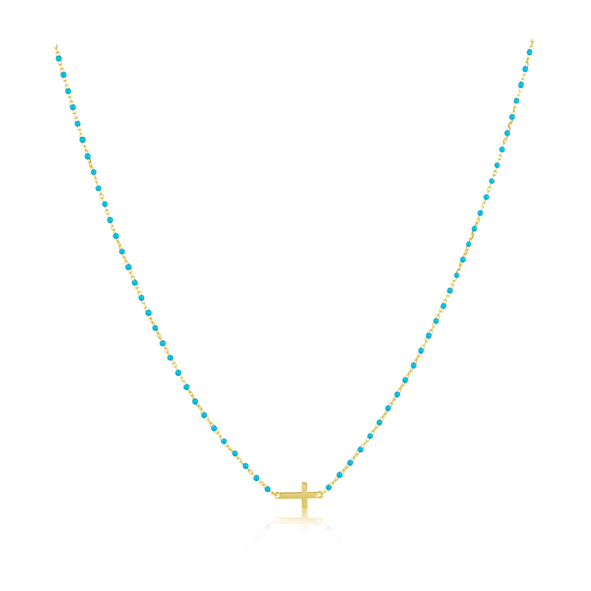 Elsa Side Cross Necklace Turquoise
