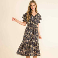 Olivia - Ruffle Tiered Print Midi Dress