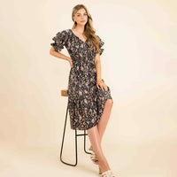 Olivia - Ruffle Tiered Print Midi Dress