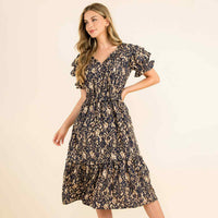 Olivia - Ruffle Tiered Print Midi Dress