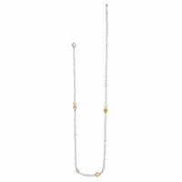 One Heart Pearl Long Necklace in Silver-Gold, detail view