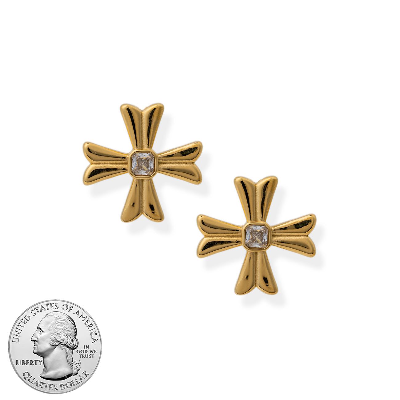 AURA CROSS EARRINGS - E-283-CO