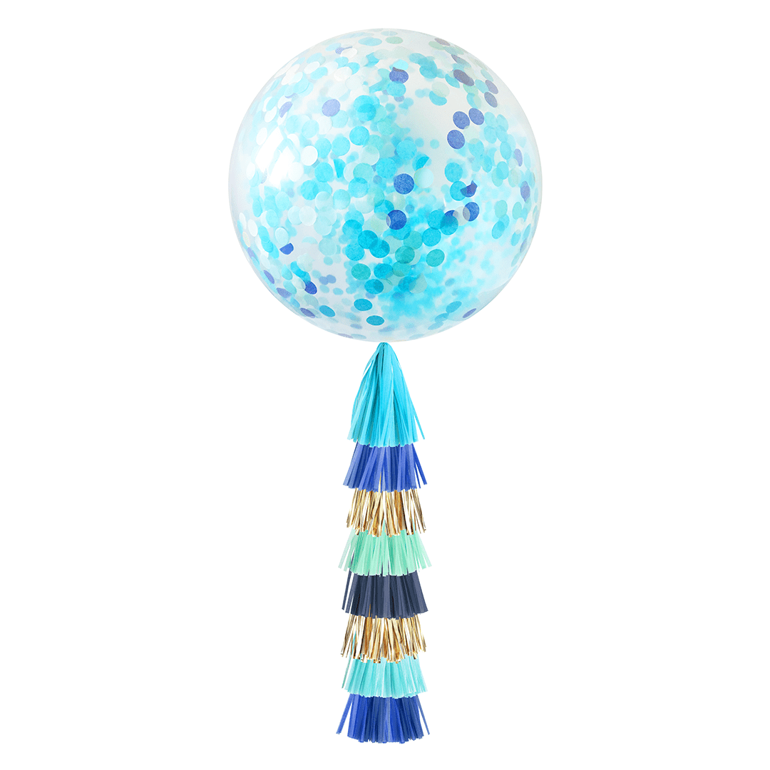 Globo de confeti gigante y cola de borla - CHAMPAGNE