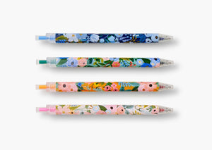 set of 4 floral gel pens