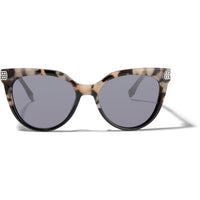Brighton cat-eye sunglasses with tortoise frame, gray tinted lenses, and silver-tone crystal temple accents
