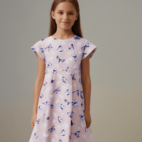 Pink Butterfly Daisy Bamboo Cap Sleeve Swirly Girl Dress