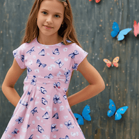 Pink Butterfly Daisy Bamboo Cap Sleeve Swirly Girl Dress