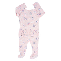 Pink Butterfly Daisy Bamboo Ruffle Footie
