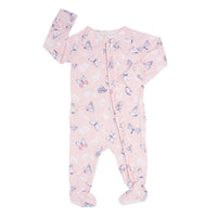Pink Butterfly Daisy Bamboo Ruffle Footie