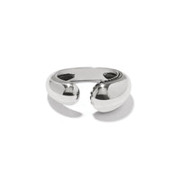 Brighton hinged cuff bracelet with silver-plated finish, rounded open ends, and beaded side detail on a white background