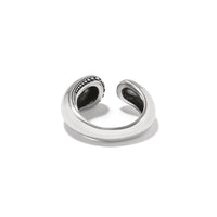Brighton open band ring shown from the back with silver-plated finish and beaded detail on a white background