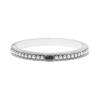 Brighton bangle bracelet with silver-plated beaded edges and small black crystal baguette accent on a white background