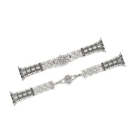 Pretty Tough Gem Watch Band silver-plated with beaded edges and butterfly clasp