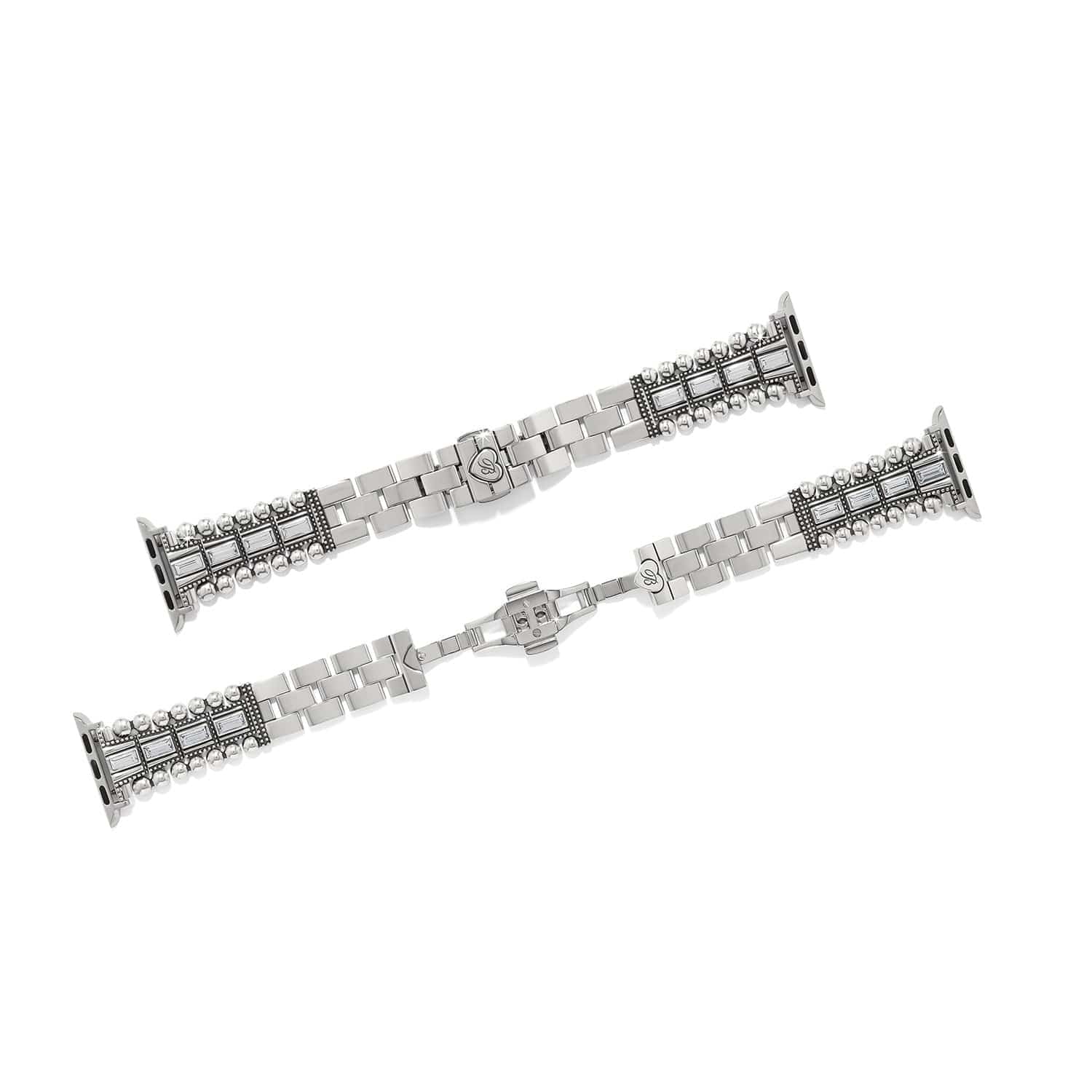 Pretty Tough Gem Watch Band silver-plated with beaded edges and butterfly clasp