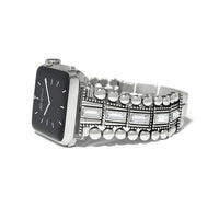 Pretty Tough Gem Watch Band silver-plated beaded links with crystal baguette accents
