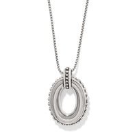 Pretty Tough Link Pendant Necklace silver-plated oval pendant with beaded edge