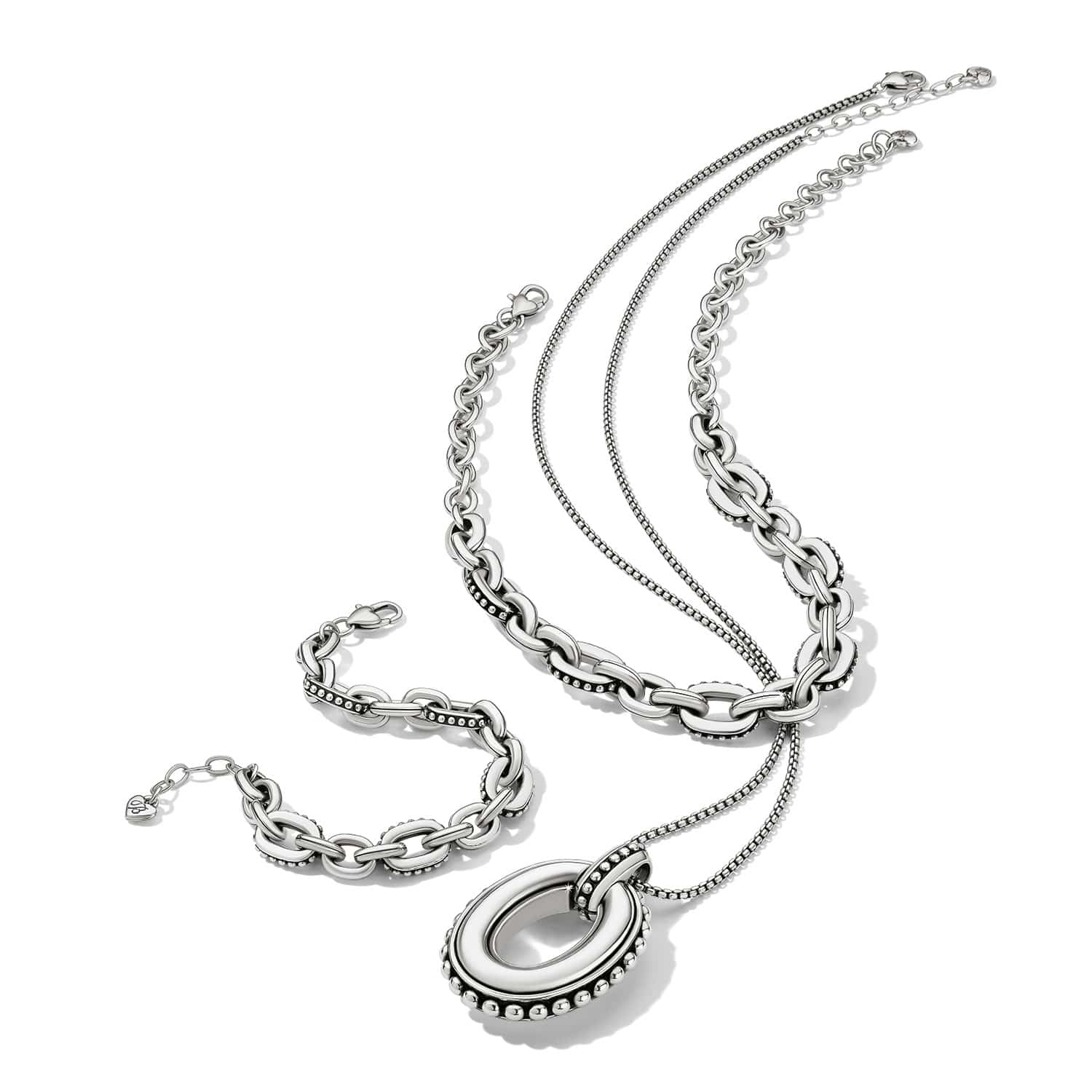 Pretty Tough Link Pendant Necklace styled with matching Brighton jewelry set