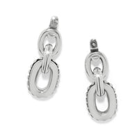 Brighton drop earrings with silver-plated interlocking oval links and beaded edge detail on a white background