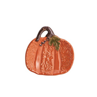 Pumpkin & Gourd Tidbit Plate – Hand-Painted Stoneware with Reactive Glaze
