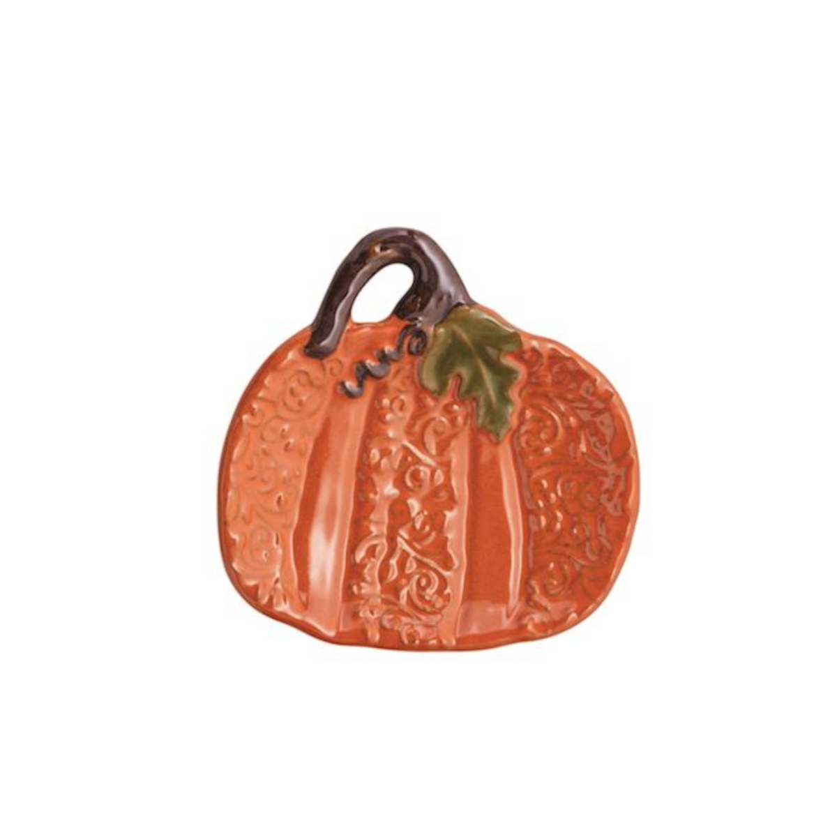 Pumpkin & Gourd Tidbit Plate – Hand-Painted Stoneware with Reactive Glaze