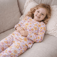 Retro Vintage Flowers Big Kid Pajama Set