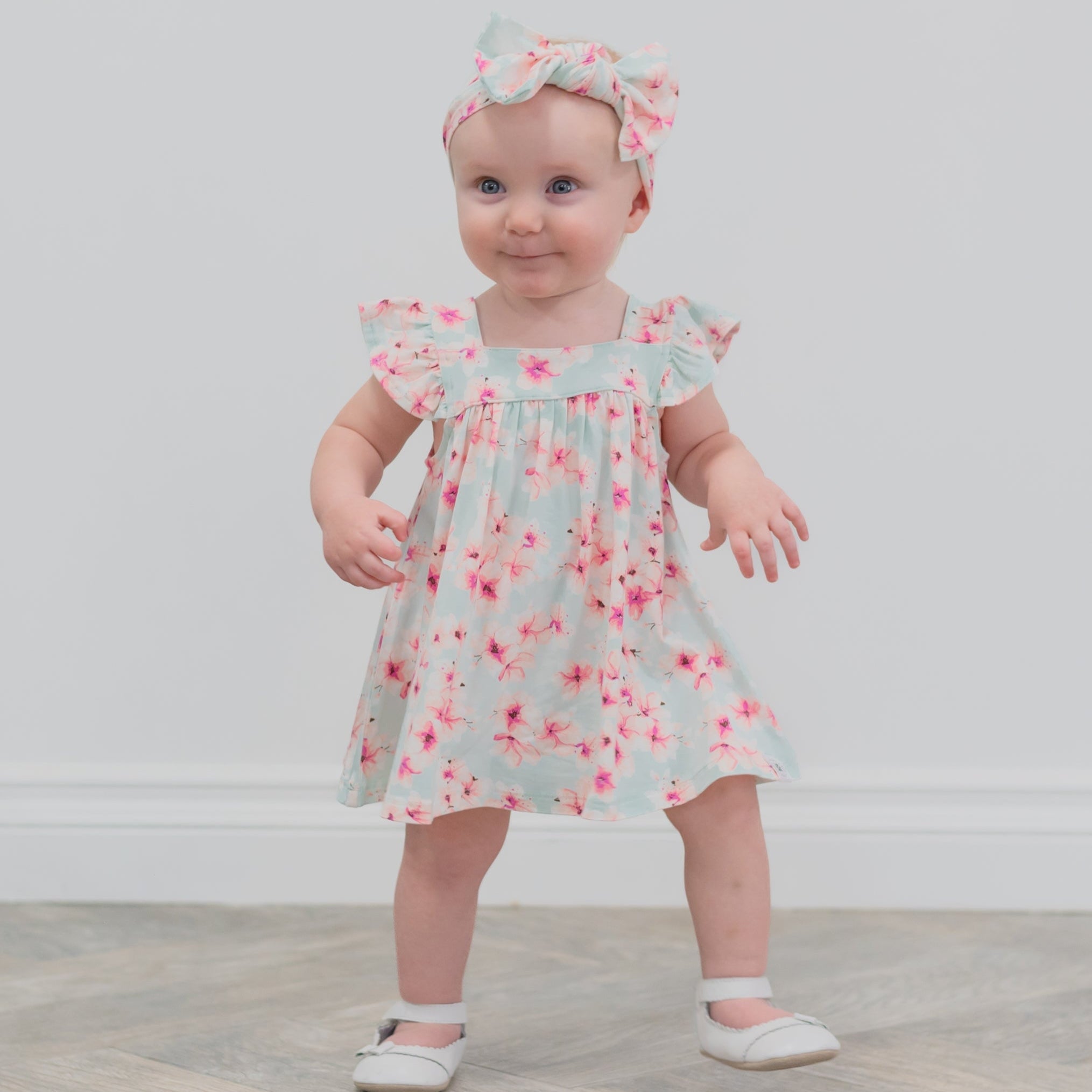 Pretty Pink Floral Ruffle Dress with Bloomer