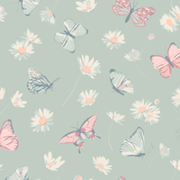 Mint Butterfly Daisy Bamboo Ruffle Baby Footie