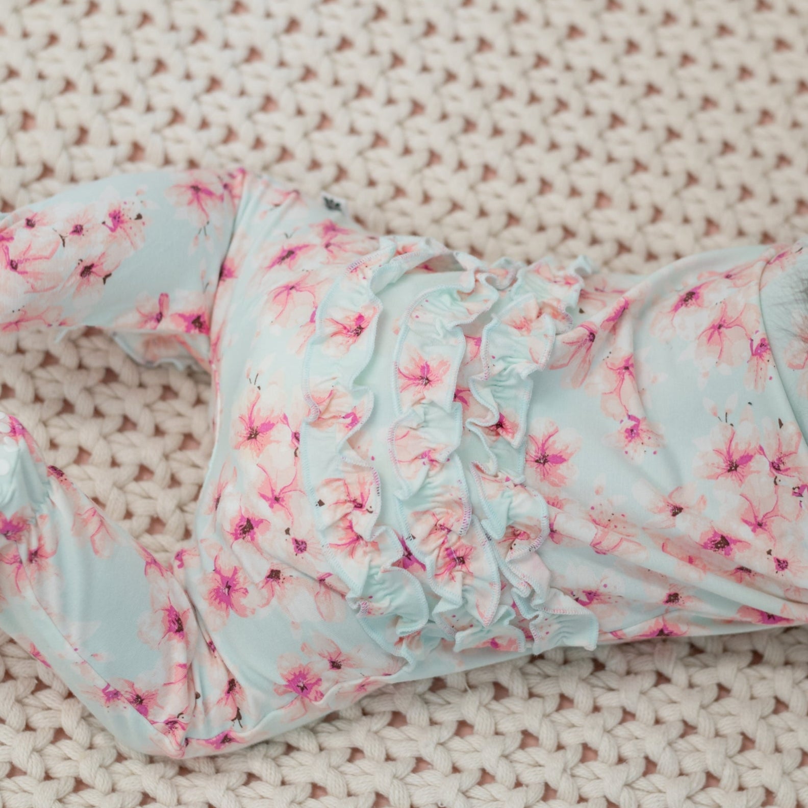 Pretty Pink Floral Ruffle Footie