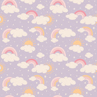 Lavender Rainbows and Clouds Ruffle Baby Footie
