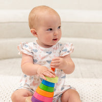 Pink Farm Hens Bamboo Ruffle Romper