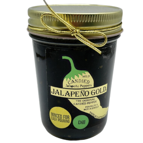 Jalapeno Gold DILL- Original Sweet & Spicy Candied Jalapenos- With Dill- Minced for easy Recipes 9 oz